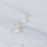 Japan Gold Heart Dangling Pearl Earrings