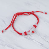 Red String Flower White Bracelet