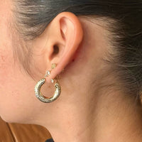 Diamond Cut Dome Hoop Earrings