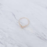 V Round Stone Stackable Band Ring