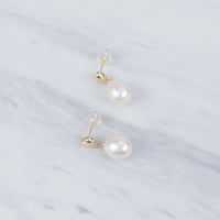 Japan Gold Heart Dangling Pearl Earrings