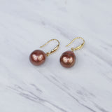 Chocolate Brown South Sea Pearl Dangling Earrings