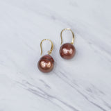 Chocolate Brown South Sea Pearl Dangling Earrings