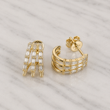 Baguette Diamond Layered Earrings