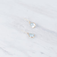 Japan Gold Pear Topaz Diamond Earrings