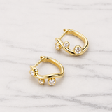 Bezel Diamond Wave Earrings