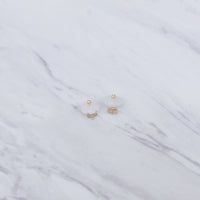 Flower Jade Backing with Ball Earrings