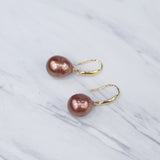 Chocolate Brown South Sea Pearl Dangling Earrings