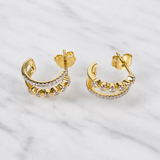 Bezel Pavé Double Diamond Earrings