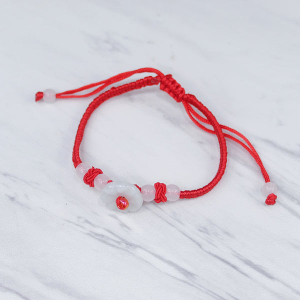 Red String Flower White Bracelet