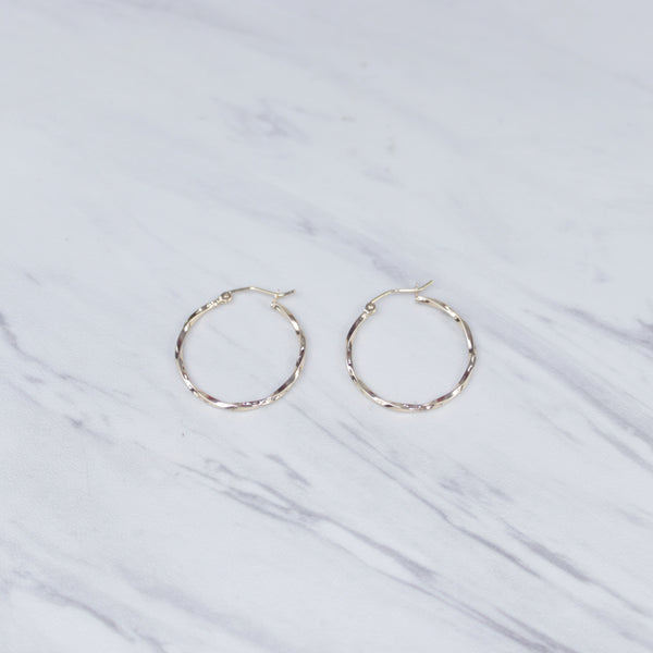 Slim Medium Twist Hoop Earrings