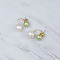 Avocado and Creamy White Telephone Catch Back Earrings