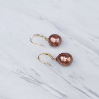 Chocolate Brown South Sea Pearl Dangling Earrings