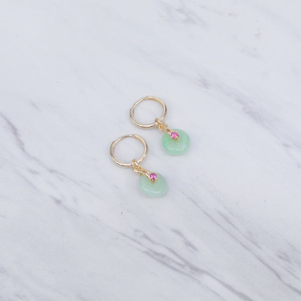 Dangling Jade Earrings - Pink stone
