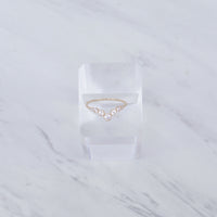 V Round Stone Stackable Band Ring