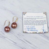 Chocolate Brown South Sea Pearl Dangling Earrings