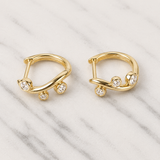 Bezel Diamond Wave Earrings