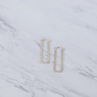 Slim Diamond Cut Rectangle Hoop Earrings