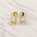 Bezel Pavé Double Diamond Earrings