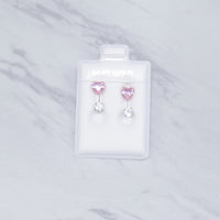 Pink Heart Telephone Stone Earrings