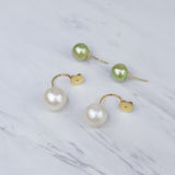 Avocado and Creamy White Telephone Catch Back Earrings