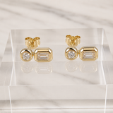 Round & Emerald Drop Diamond Earrings