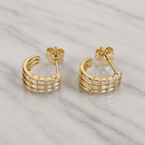 Baguette Diamond Layered Earrings