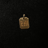 Gold Tablet Old English Initial Necklace