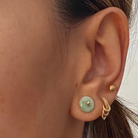 Disc Jade Backing with Ball Earrings