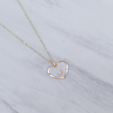 Mother of Pearl Heart Initial Necklace