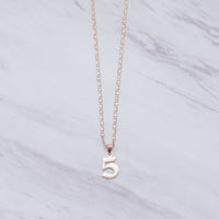 Mini Old English Number Necklace