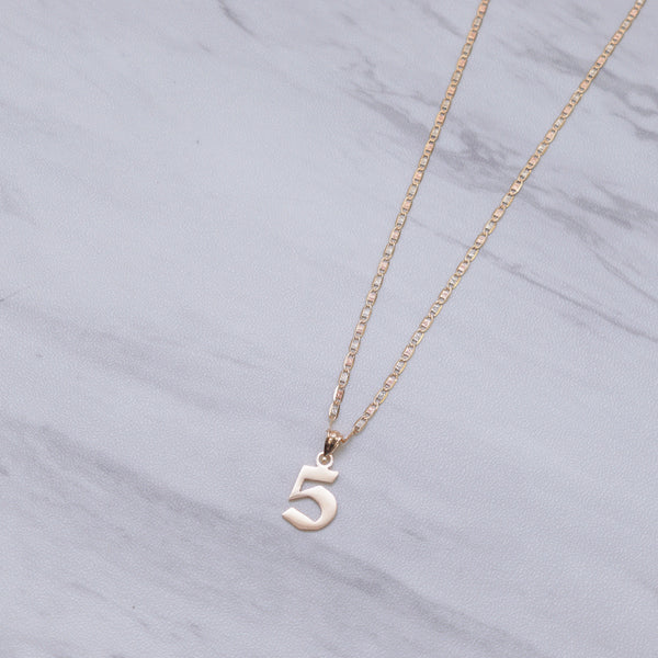 Mini Old English Number Necklace