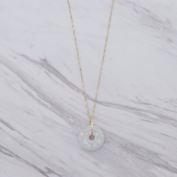 Mini White Jade Bi Disc Necklace