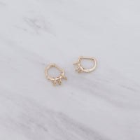 Tri Loop Stone Huggies Earrings