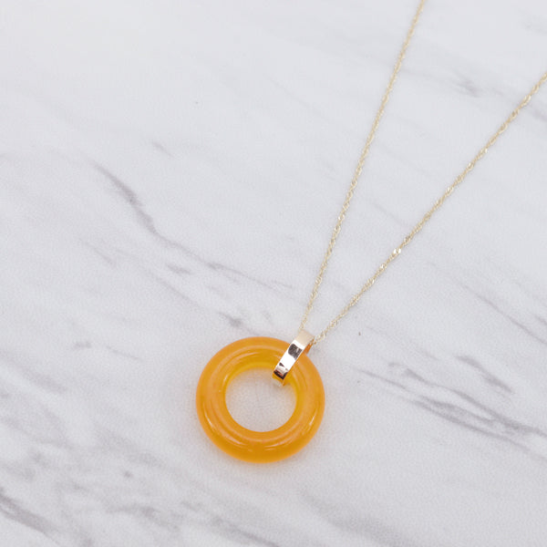 Yellow Jade Ring Necklace