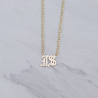 Old English Initial Cuban Link Necklace