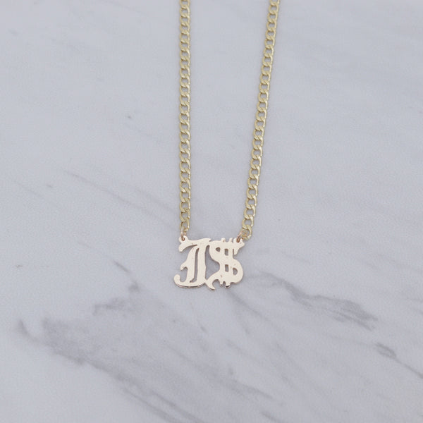 Old English Initial Cuban Link Necklace