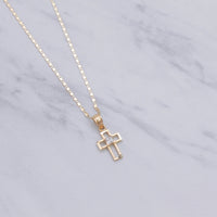 Mini Stone Cross Necklace