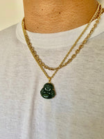 Dark Green Jade Buddha Necklace