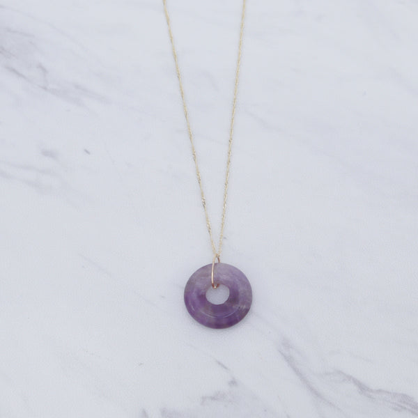 Lavender Jade Bi Disc Necklace