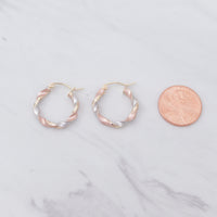 Tri Color Twist Hoop Earrings