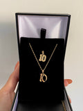 Mini Old English Number Necklace