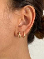 Tri Loop Stone Huggies Earrings