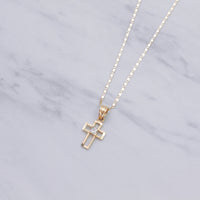 Mini Stone Cross Necklace