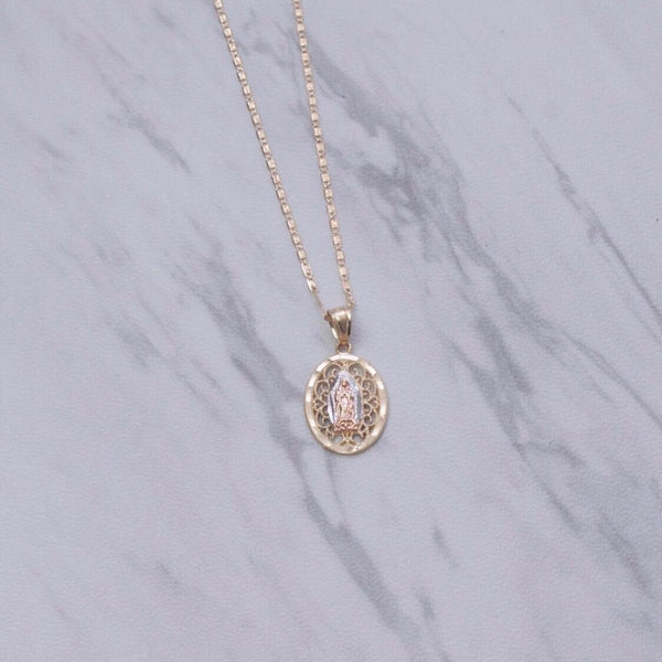 Our Lady Labyrinth Oval Necklace