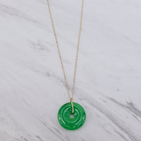 Jade Bi Disc Necklace - Deep Green
