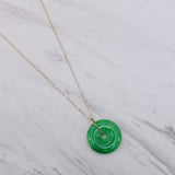 Jade Bi Disc Necklace - Deep Green
