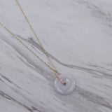 White Jade Bi Disc Necklace