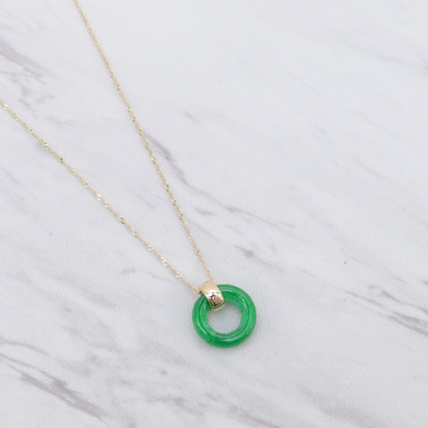 Mini Green Jade Ring Necklace