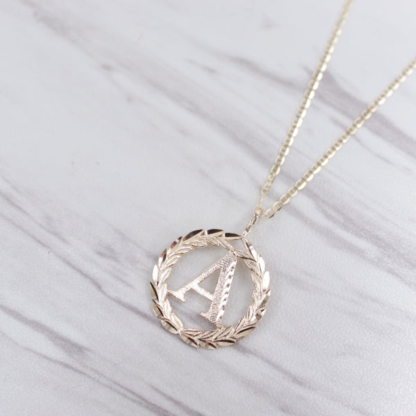 Laurel Wreath Initial Necklace